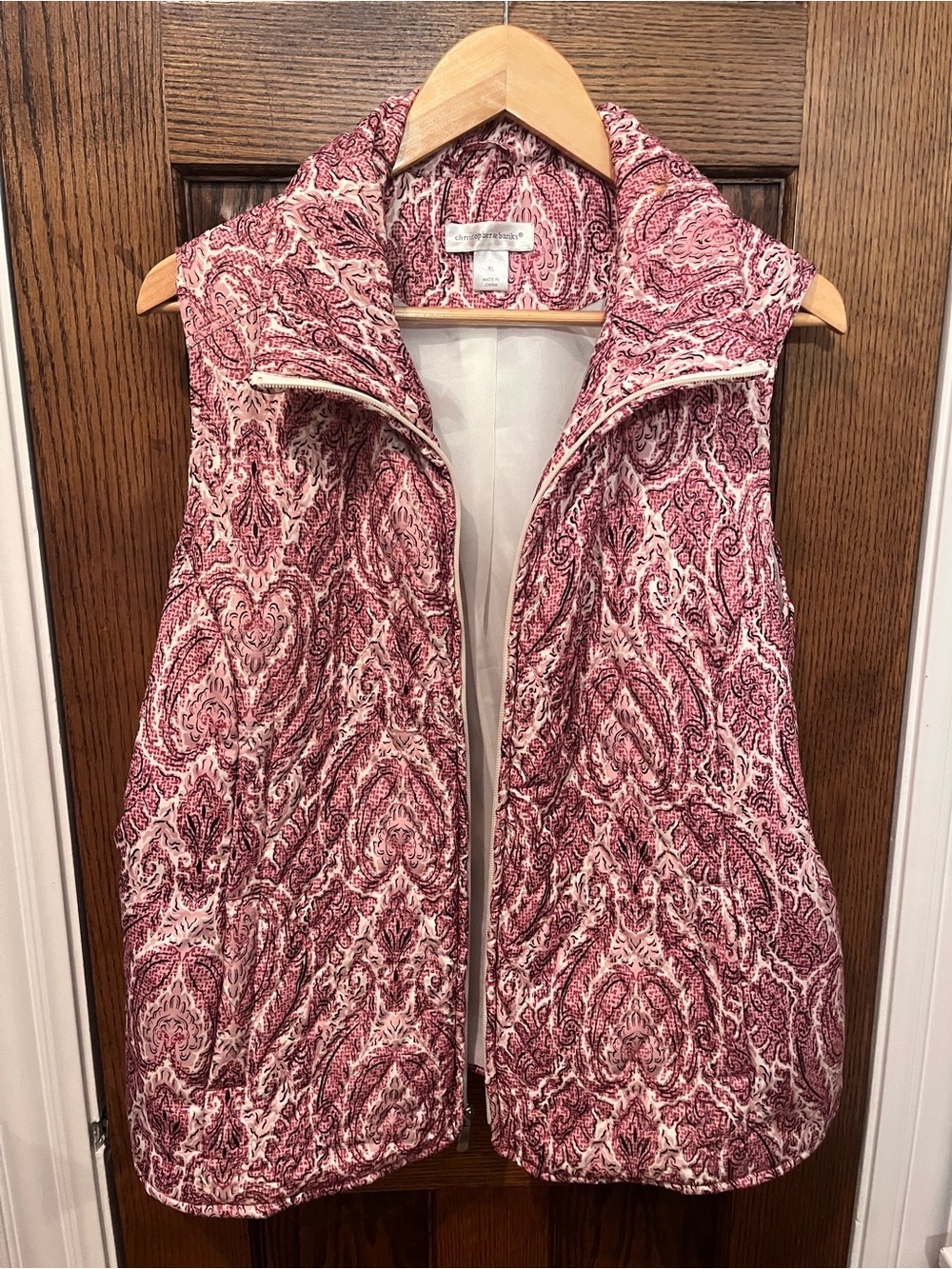Christopher & Banks Quilted Paisley Vest - Rose Multi